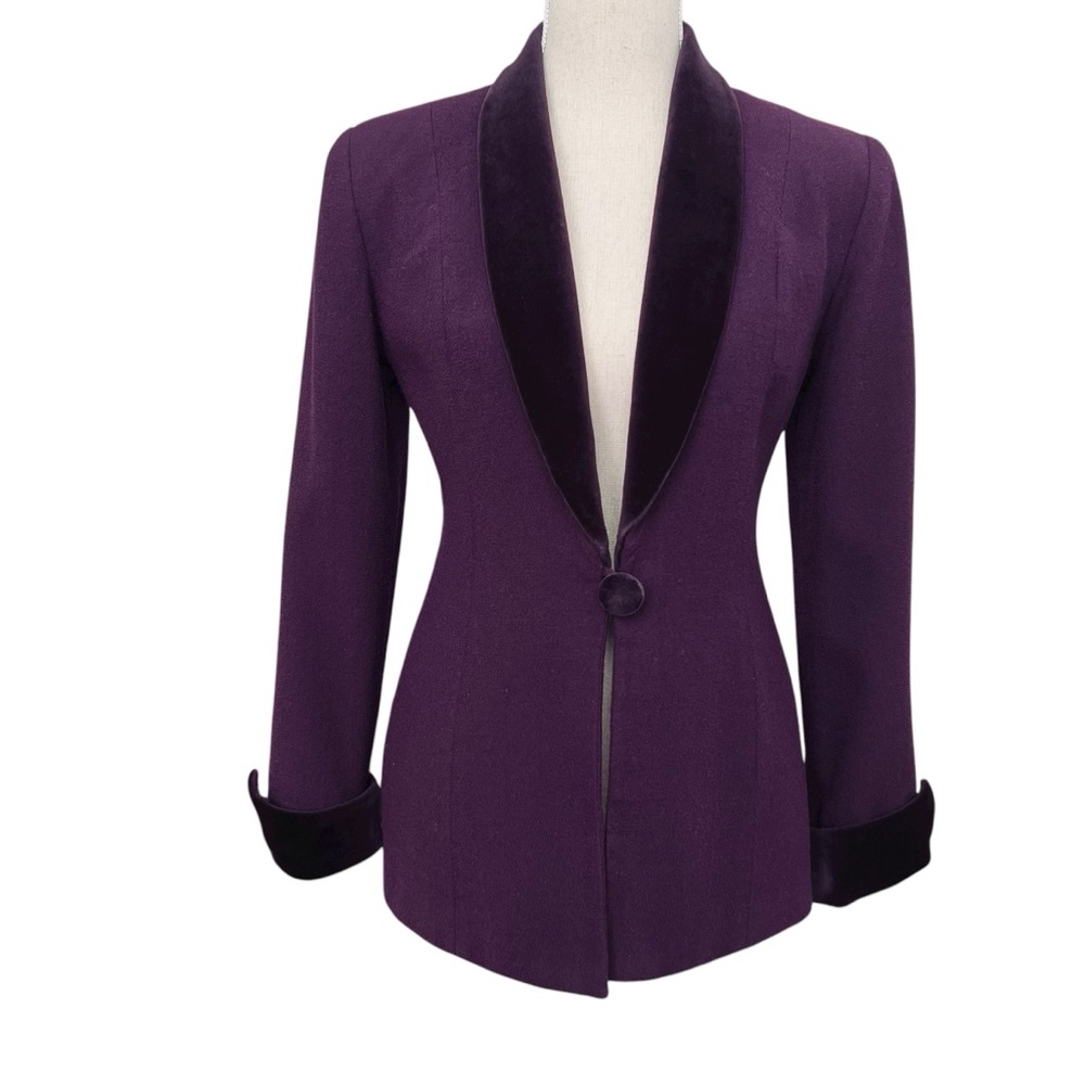Christian Dior Vintage Purple Wool and Velvet Single Breasted Jacket Blazer  4